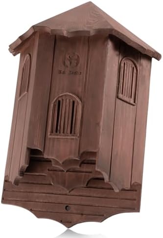 Wooden Castle Bat Houses for Outside Bat Box for Outdoors - Large Three Chamber Box Perfectly Designed to Attract Bats - Durable and Easy to Hang (Bat House Ⅰ Red)