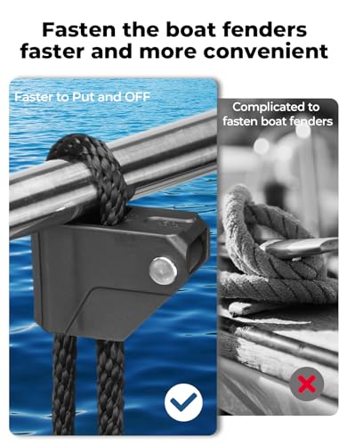 KEMIMOTO Boat Fender Clips,Quick Release Adjustable Boat Rail Cleats Fender Clips for Boat Bumpers, Boat Bumper Holder Hanger Adjuster for Pontoon Boat Bass Boat Jon Boat