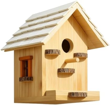 Premium Wooden Bird House Kit - Birdhouse for Outside - Build it Yourself Birdhouse Kits for Adults to Build - Woodworking Adult Crafts & DIY - Easy Open for Cleaning