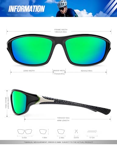 KALIYADI Polarized Sunglasses-Men Sports Sun-glasses: Mens Sunglasses Polarized UV Protection for Fishing Driving Cycling