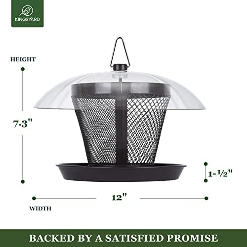 Kingsyard Bird Feeder for Outside, Dual-Use Metal Mesh Wild Bird Feeder with Weatherproof Dome Dual, 2.5 lbs Seed Capacity for Finch Cardinal