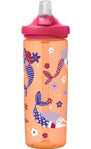 CamelBak Eddy+ 20oz Kids Water Bottle with Tritan Renew – Straw Top, Leak-Proof When Closed, Retro Floral Mermaid