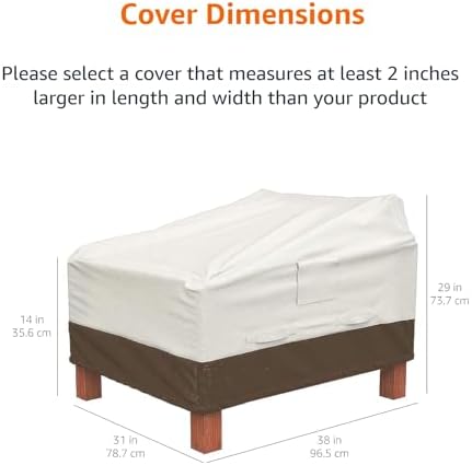 Amazon Basics Patio Chair Lounge Deep Seat, Outdoor Lawn and Patio Furniture Covers, Heavy Duty, Waterproof, Waterproof, Anti-UV, Durable, Set of 2, Beige/Tan
