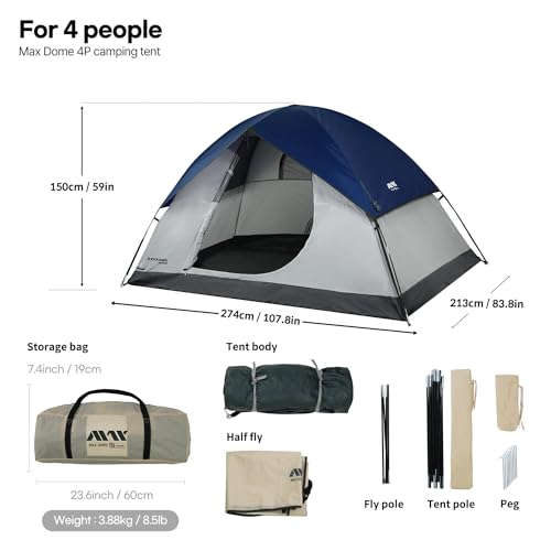 IDOOGEN Tents for Camping 2/4/6 Person Camping Dome Tent, Easy to Set Up, Lightweight Camping Tent, Portable Camping Tent for Outdoor and Backpacking Sundome Tent