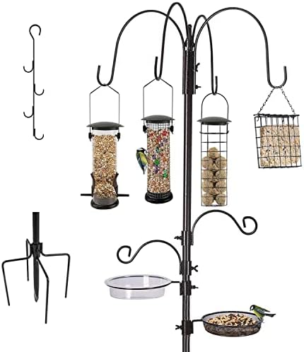 ERYTLLY Bird Feeding Station Kit Bird Feeder Pole Wild Bird Feeder Hanging Kit Planter Hanger Multi Feeder Hanging with Metal Suet Feeder Bird Bath for Attracting Wild Birds
