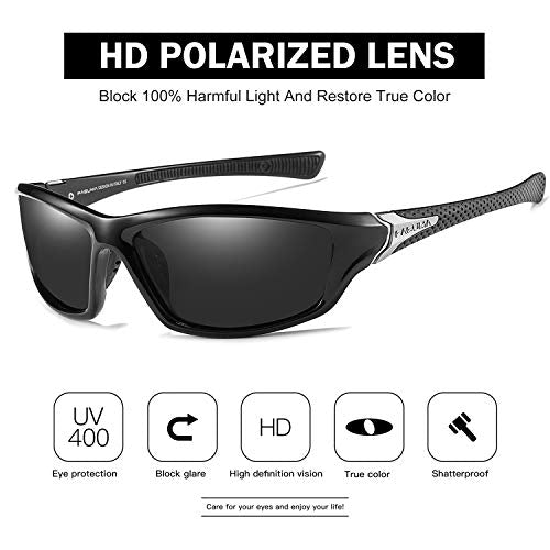FAGUMA Sports Polarized Sunglasses For Men Cycling Driving Fishing 100% UV Protection