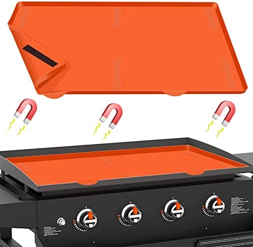36" Griddle Mat Silicone for Blackstone, Magnetic Protective Cover Mats Blackstone Griddle Top Covers for Blackstone Protector Outdoor-Orange