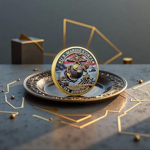 Marine Corps 250th Anniversary Coins, USMC Military Challenge Coin-Army, Navy, Marine Corps, Patriotic Military Gift for Veterans & Collector (Color C)