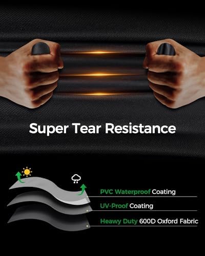 EliteCover 60 Inch 600D Heavy Duty Grill Cover for Outdoor Grill with Waterproof,UV & Fade Resistant, Black