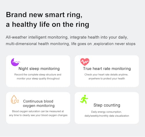 Generic Smart Ring X1 for Men and Women, Night Sleep Tracker Ring, Health Tracker, Fitness Tracker, Heart Rate, IP68 Waterproof Smart Health Ring (Black, 9)