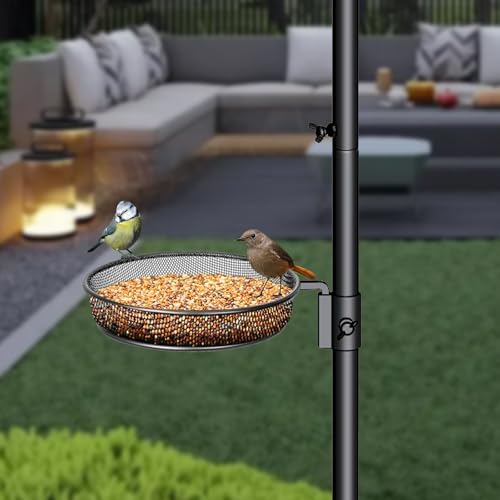 Bird Feeding Pole, 75 Inch 4 Hooks Heavy-Duty Feeder and Water Dispenser Shepherd Hook, Feeding Station With Ground Stake, Outside