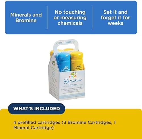 FROG Serene Replacement Mineral Cartridge with 3 Replacement Bromine Cartridges for use with Hot Tub FROG Serene Floating Sanitizing System - Prefilled for Quick & Easy Hot Tub Maintenance