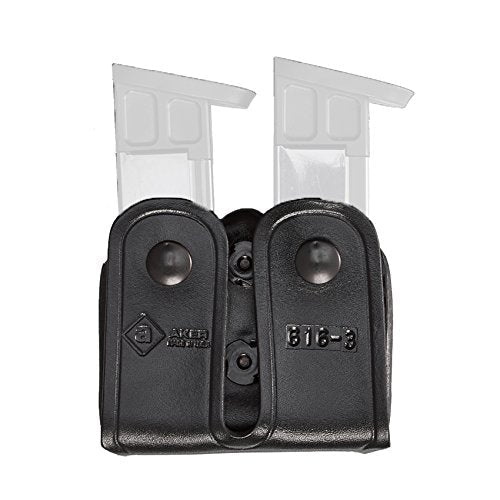 Aker Leather 616 Carry Comp II, Double Magazine Pouch, Black, Double Stack .45 Caliber