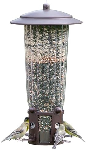 Perky-Pet 334-1SR Squirrel-Be-Gone Max Large Wild Bird Feeder with Flexports, Squirrel Proof Bird Feeder with Weight-Activated Perches - 4LB Seed Capacity