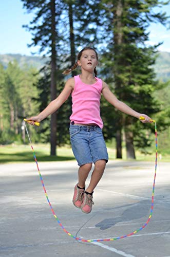 BuyJumpRopes Beaded Jump Rope - Segmented Skipping Rope for Kids - Durable Outdoor Beads