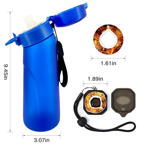 Jcxuot Air Water Bottle with Flavor Pods, 750ML Scent Water Cup with Flavor Pods Box,0% Sugar Fragrance Water Bottle Suitable for Outdoor Sports (Blue+1pods)