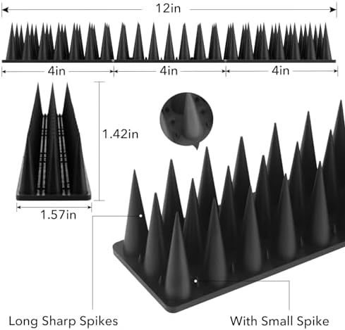 Bird Spikes, 40 Pack Pigeon Deterrent for Small Birds Raccoon Cats Defender for Outside to Keep Squirrel Away, Plastic Fence Spike for Railing and Roof-Black