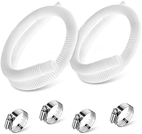 1.25" Pool Hose Replacement for Intex Pump - 59" Long Hose for Intex Filter Pump 607, 637, 1.25" Pool Connection Hose for Above Ground Pools 330GPH 530GPH 1000GPH Filter Pump (2 Hoses with 4 Clamps)