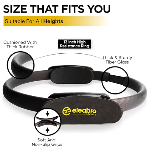 Pilates Ring Circle , 14 Inch Magic Circle Pilates Ring with A1 Size Workout Poster – Yoga Ring Fitness Ring with Soft Handles - Pilates Equipment - Inner Thigh Exercise Equipment for Home Workouts