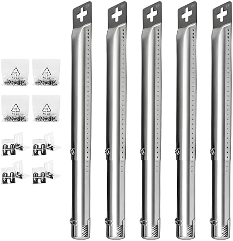 Universal Adjustable Stainless Steel Burners (12" to 17.5") for 5 Burner Gas Grills from Weber, Dyna Glo, Nexgrill, Brinkmann, Master Forge & More, BBQ Grill Replacement Parts, Universal Burner Tubes