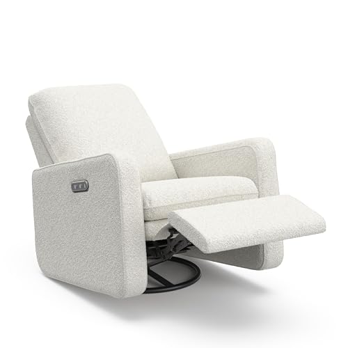 Graco Teddi Power Recliner Swivel Glider (Ivory Boucle) – Electronic Power Recline, USB-A & USB-C Charger, Premium Cushioning & Comfort