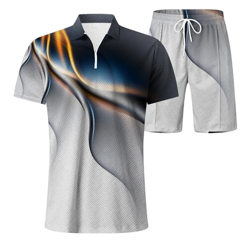 Generic Mens Matching Sets Shorts and Polo Shirt 2 Piece Outfits Summer Fashion Casual Tracksuits for Workout Gym Sports, X-Large, #D04-red