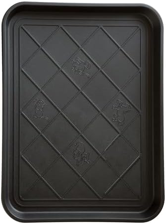 All-Weather Boot Tray - Water-Resistant Plastic Mud Pan, Pet Food Tray, and Outdoor or Indoor Shoe Mat for Entryway by Stalwart (Black)
