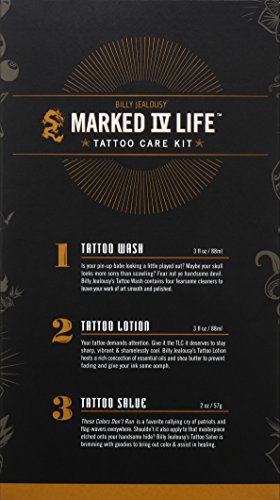 Billy Jealousy Marked IV Complete Tattoo Care Kit, Make Your Mark Defined, Fresh and Vibrant, Includes Aftercare Ink Salve, Brightening Soap and Moisturizing Tattoo Lotion