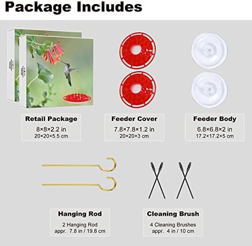 Hummingbird Feeders for Outdoors Hanging (2 Pack) 25 Feeding Ports 10 oz, Plastic Hummzinger Hummingbird Feeder, Bee-Proof Leak-Proof No Drip, Easy to Clean with Cleaning Brushes