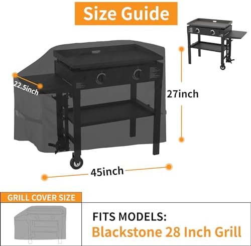28 inch Blackstone Griddle Cover,600D Heavy Duty Waterproof Anti-UV Canvas Flat Top BBQ Cover for Blackstone 28'' Outdoor Cooking Gas Grill Griddle Station,