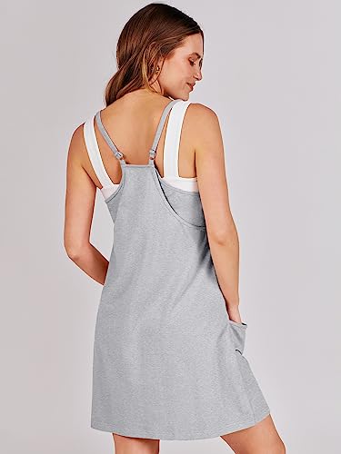 ANRABESS Women Summer Mini Romper Dress Workout Tennis Active Sports Athleisure Outfits built in Shorts Trendy Vacation Heather Gray Small
