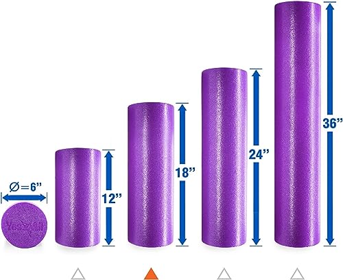 Yes4All Premium Soft-Density Round PE Foam Roller for Pilates, Yoga, Stretching, Balance & Core Exercises - 12 inch Purple