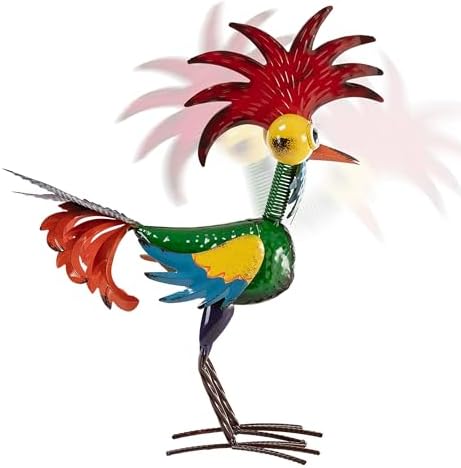 Alpine Corporation - 18" Tall Wacky Metal Rooster Yard Statue – Colorful Indoor/Outdoor Farm Animal Décor for Garden, Patio, Lawn, or Porch