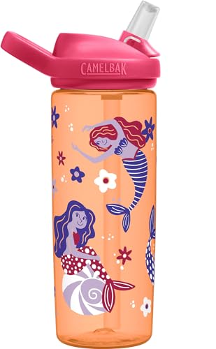CamelBak Eddy+ 20oz Kids Water Bottle with Tritan Renew – Straw Top, Leak-Proof When Closed, Retro Floral Mermaid