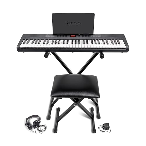 Alesis Melody 61 MK4 Keyboard Piano for Beginners with 61 Keys, Speakers, Stand, Bench, Headphones, Tablet/Sheet Music Stand, 300 Sounds and Music Lessons