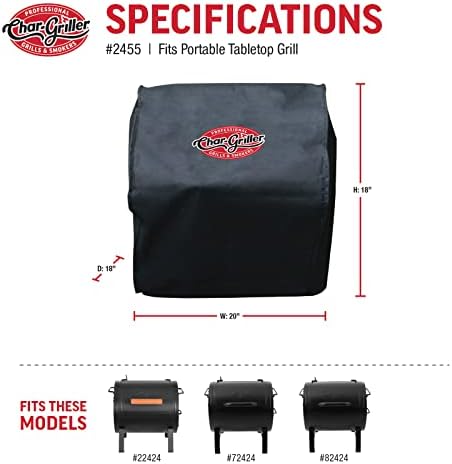 Char-Griller 2455 Table Top Grill/Side Fire Box Cover, Standard, Black