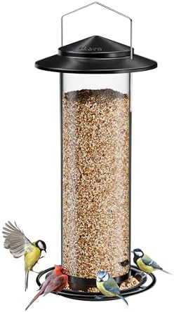 iBorn Metal Bird Feeder for Outside Hanging,Wild Bird Feeders for Cardinal,18cm Large Roof&Green,42CM Long,4.5lb High-Capacity(Seed is not Included)