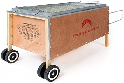 Latin Touch Caja China Roasting Box Pig Roaster 100lbs, Charcoal, Large Capacity Roasting Box Design with Accessories, 2 Steel Racks, Free Cookbook & Bear Paws