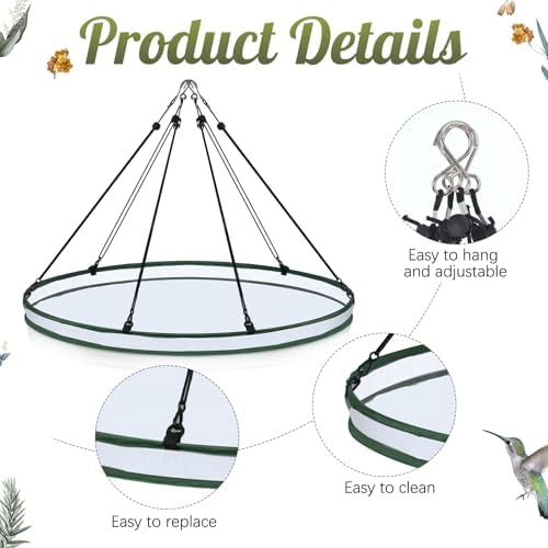 Universal Wild Bird Seed Catcher Hanging Hoop Platform Bird Seed Catcher Tray for Hummingbird Feeders Bee Feeder Outdoor Garden Accessories(2 Pieces,30 Inch)