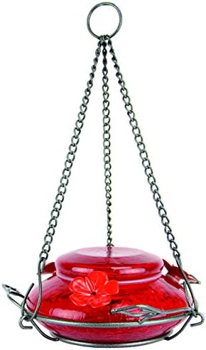 Nature's Way Bird Products MHF4 Hand Blown Garden Top Fill Hummingbird Feeder, 16 oz Capacity, Red