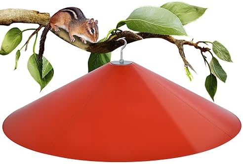 24-inch Large Squirrel Proof Bird Feeders for Outside Hanging, Outdoor Squirrel Baffles for Bird Feeders Pole, Red Color