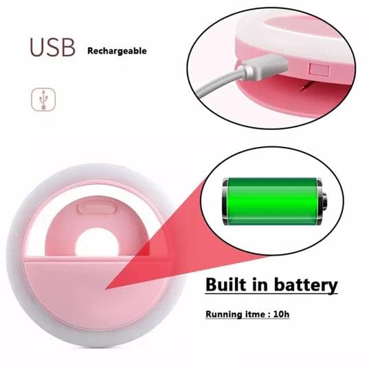 Mini Selfie Ring Light for Cell Phone Clip-on LED Light for Phone Tablet Laptop Camera Video Lighting Rechargeable 3 Adjustable Light Levels (White)