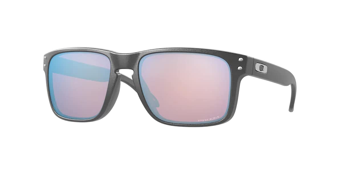 Oakley Holbrook OO9102 9102U5 55MM Steel/Prizm Snow Sapphire Square Sunglasses for Men + BUNDLE Accessory Leash + BUNDLE with Designer iWear Eyewear Kit