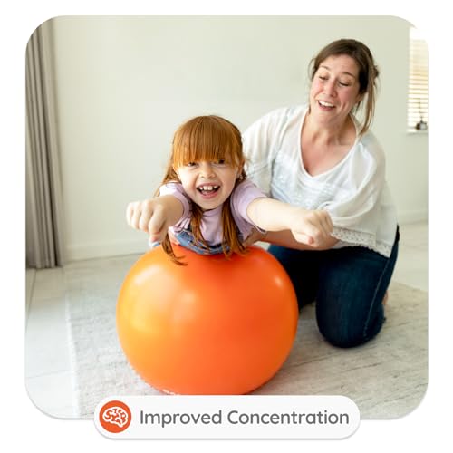 BABYGO® Kids Exercise Ball | Balance Stability Yoga Ball Autism Therapy Sensory Development ASD Special Needs Chair | 45cm Fun Play Book & Pump Included - Orange