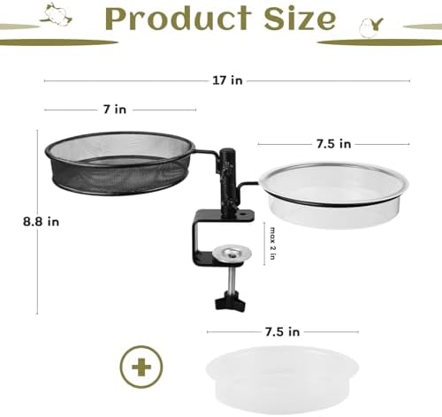 2 Pack Deck Bird Feeders Deck Mount Bird Bath Spa for Dual Use Deck Flower Stand Flower Pot Great for Attracting Birds Detachable and Adjustable Heavy Duty Sturdy Steel,Bronze