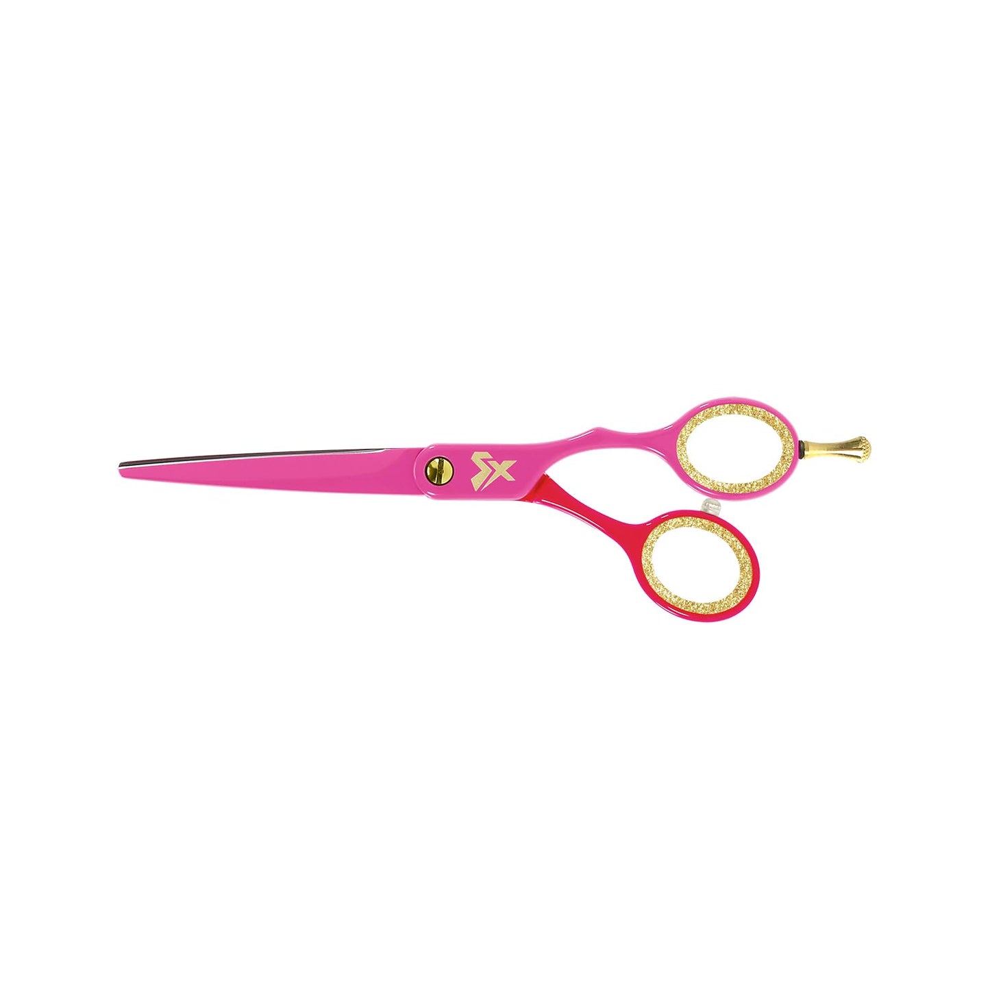 Cricket Shear Xpressions Charmed Life 5.75” Professional Stylist Hair Cutting Scissors, Japanese Stainless Steel Shears, Don’t Panic (Hot Pink & Red)