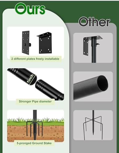 XDW-GIFTS Bird House Pole, 1 Pack 92 Inch Metal Bird Feeder Pole for Outdoor, with 5-Prong Heavy Duty Base for Birdhouse Mounting, Weather Station