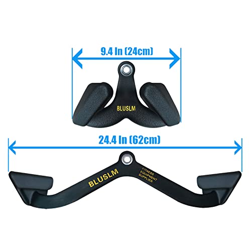 BLUSLM LAT Pull Down Bar for Cable Machine, LAT Pulldown Attachments T Bar V Bar Cable Attachment, Back Tricep Bar Strength Training Handle (BL4PLUS)