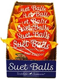 Wildlife Sciences Suet Balls 24 Pack, 6 Individually Wrapped Packs of 4 Bird Suet Balls (Hot Pepper Blend)