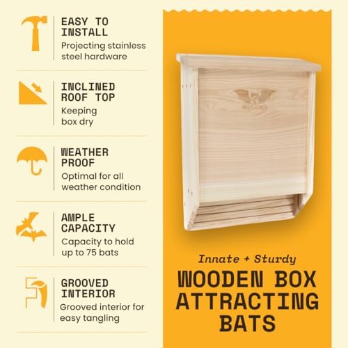 BIGBATBOX Wooden Outdoor Bat House Kit - Clean Your Backyard from Mosquitoes - Proven Design Guaranteed to Attract Bats